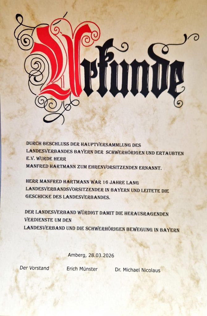ehrenurkunde hartmann 2026