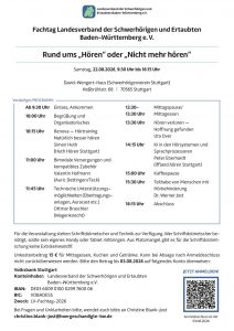 Flyer zum Fachtag Rund ums Hören am 22. August 2026 in Stuttgart